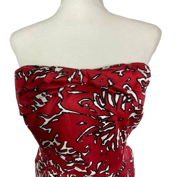 The Limited Strapless Red, Black & White Coral Print Dress Size 6, Pockets, Line - Picture 8 of 14
